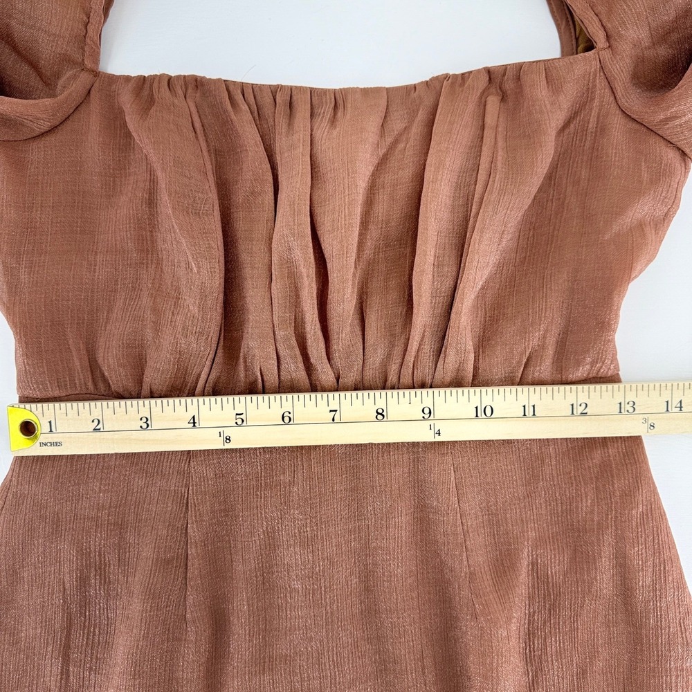 ASTR‎ Size S Mauve Puff Sleeve Square Neck Ruffle Mini Dress New With Tags - Picture 9 of 11
